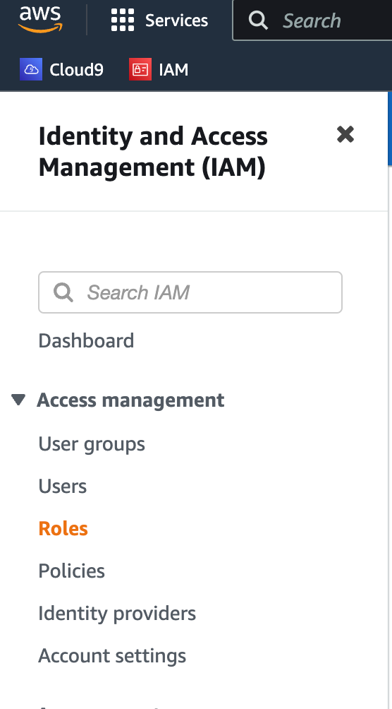 aws roles for services