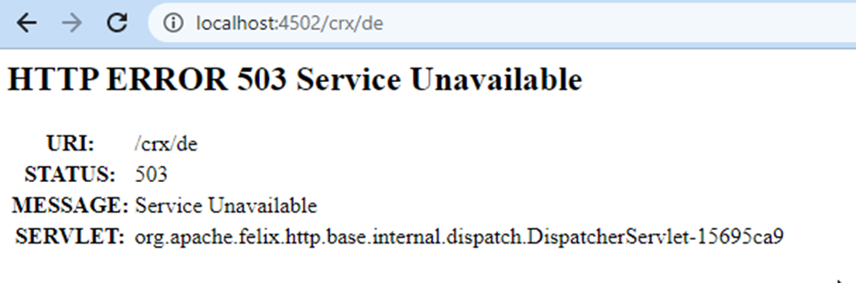 AEM 503 Service Unavailable